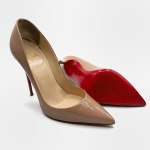 Christian Louboutin So Kate 120 Patent Beige Nude Leather Pump Heels Shoes